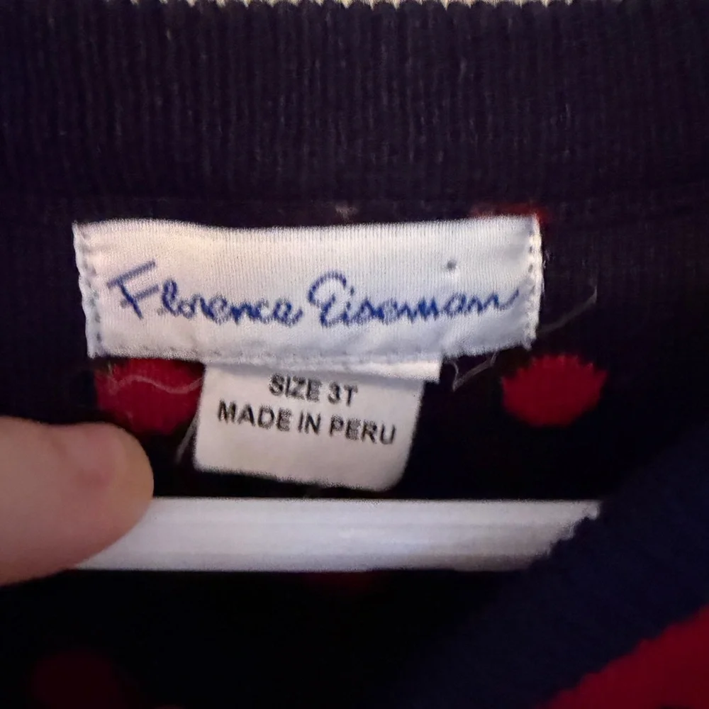 Florence Eiseman Red Polka Dot Sweater Dress with Flower Accents